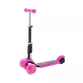 Trotineta cu trei roti pentru copii MINI SCOOTER 2 in 1 cu roti LED stralucitoare, roz