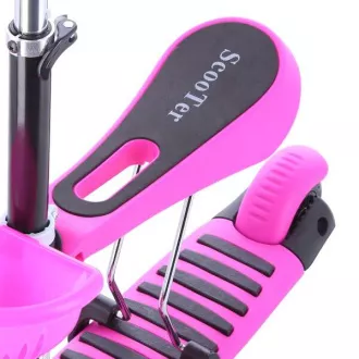 Trotineta cu trei roti pentru copii MINI SCOOTER 2 in 1 cu roti LED stralucitoare, roz