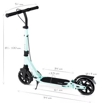 Scuter pliabil MOVINO X-Way cu frână de mână și de picior, lumina mentă