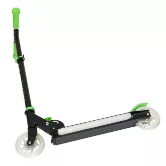 Trotinetă pentru copii Story LED cu roți luminoase, negru-verde