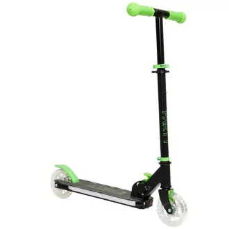 Trotinetă pentru copii Story LED cu roți luminoase, negru-verde