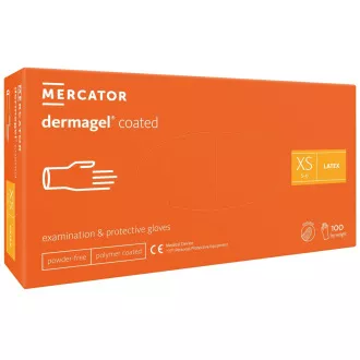 DERMAGEL COATED - Mănuși de corp fără pudră din latex, polimer cu strat interior, 100 buc, XS