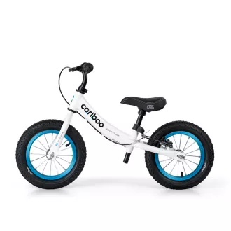 Bicicletă de echilibru pentru copii MOVINO Cariboo ADVENTURE cu frână, roți gonflabile de 12'', alb-albastru