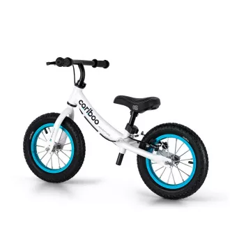 Bicicletă de echilibru pentru copii MOVINO Cariboo ADVENTURE cu frână, roți gonflabile de 12'', alb-albastru