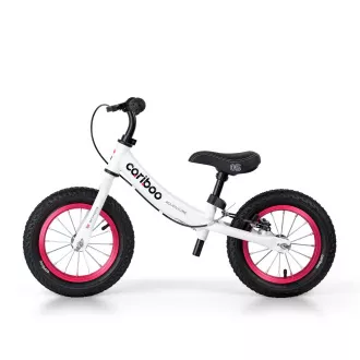 Bicicletă de echilibru pentru copii MOVINO Cariboo ADVENTURE cu frână, roți gonflabile 12'', alb-roz Bicicletă de echilibru pentru copii MOVINO Cariboo ADVENTURE cu frână, roți gonflabile 12'', alb-roz