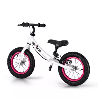 Bicicletă de echilibru pentru copii MOVINO Cariboo ADVENTURE cu frână, roți gonflabile 12'', alb-roz Bicicletă de echilibru pentru copii MOVINO Cariboo ADVENTURE cu frână, roți gonflabile 12'', alb-roz