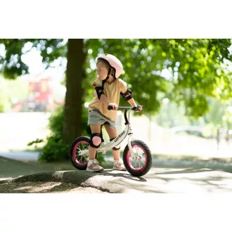 Bicicletă de echilibru pentru copii MOVINO Cariboo ADVENTURE cu frână, roți gonflabile 12'', alb-roz Bicicletă de echilibru pentru copii MOVINO Cariboo ADVENTURE cu frână, roți gonflabile 12'', alb-roz