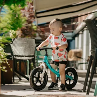 Bicicletă de echilibru pentru copii MOVINO Cariboo CLASSIC, roți de 12'', turcoaz-negru