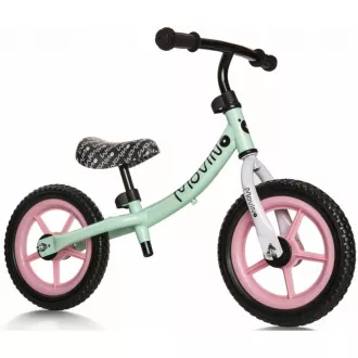Bicicletă de echilibru pentru copii MOVINO CLASSIC, roți de 12'', turcoaz-roz
