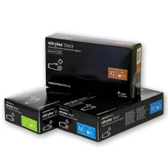 NITRYLEX BLACK - Mănuși din nitril (fără pulbere) negru, 100 buc, XS