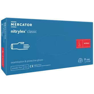 NITRYLEX CLASSIC - Mănuși de nitril (fără pudră) albastre, nesterile - 100 buc, M