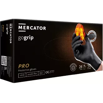 MERCATOR® GOGRIP - Mănuși din nitril, fără pudră, 50 buc, negre, XXL