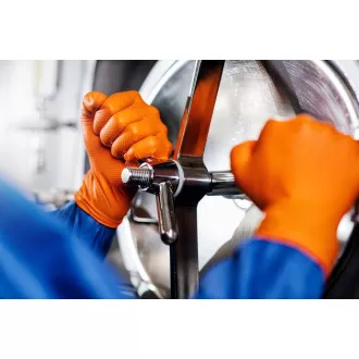 MERCATOR® GOGRIP - Mănuși din nitril, fără pudră, 50 buc, portocaliu, L