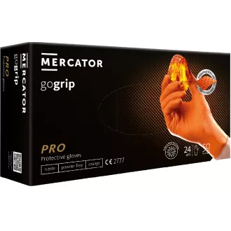 MERCATOR® GOGRIP - Mănuși din nitril, fără pudră, 50 buc, portocaliu, XXL