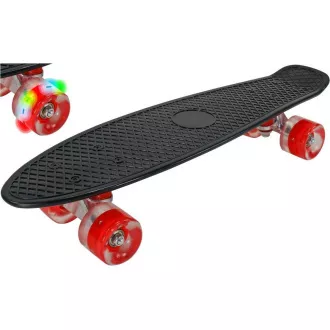 Pennyboard cu roți LED, 56 cm NEGRU/ROȘU