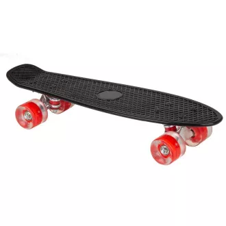 Pennyboard cu roți LED, 56 cm NEGRU/ROȘU