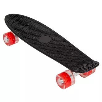 Pennyboard cu roți LED, 56 cm NEGRU/ROȘU