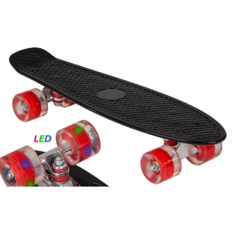 Pennyboard cu roți LED, 56 cm NEGRU/ROȘU