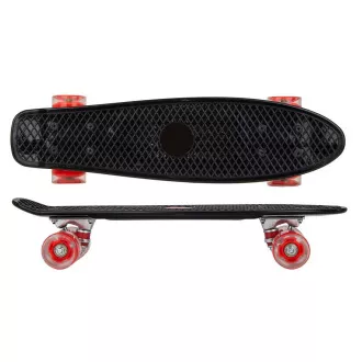 Pennyboard cu roți LED, 56 cm NEGRU/ROȘU