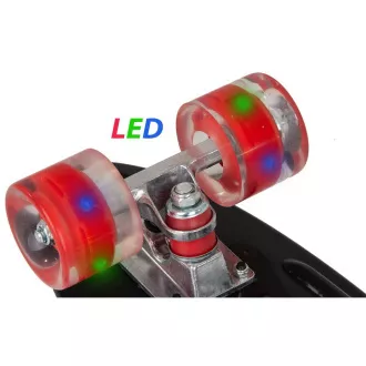 Pennyboard cu roți LED, 56 cm NEGRU/ROȘU