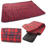 Pătură de picnic cu strat inferior impermeabil 150x200 cm, în carouri roșii