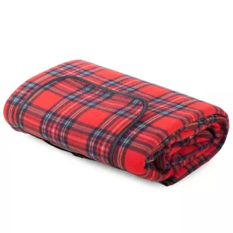 Pătură de picnic cu strat inferior impermeabil 150x200 cm, în carouri roșii