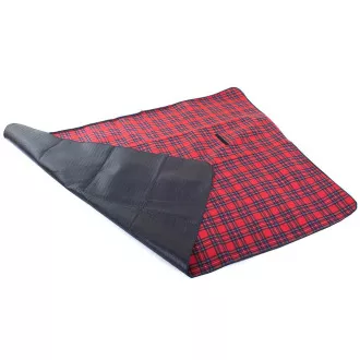 Pătură de picnic cu strat inferior impermeabil 150x200 cm, în carouri roșii