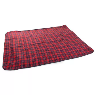 Pătură de picnic cu strat inferior impermeabil 150x200 cm, în carouri roșii