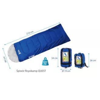 Sac de dormit turistic Royokamp QUEST 210x70 cm, albastru închis, Albastru închis