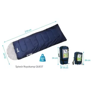 Sac de dormit turistic Royokamp QUEST 210x70 cm, albastru închis, Albastru închis