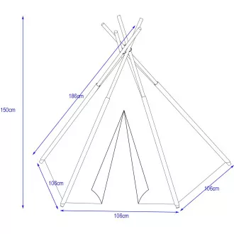 Cort pentru copii Teepee INDIANS, dimensiuni 106x106x150cm