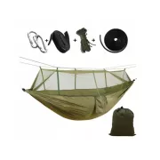 Plasă de camping suspendată 260x140 cm, pentru o persoană, capacitate de încărcare până la 190 kg, verde