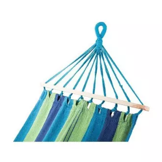Hamac din bumbac 270x150cm, pentru până la 2 persoane, capacitate de 200 kg, albastru-verde