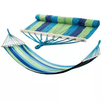 Hamac din bumbac 270x80cm, pentru o persoană, capacitate 130kg, roșu-portocaliu