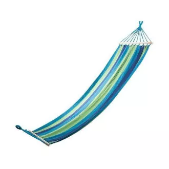 Hamac din bumbac 270x80cm, pentru o persoană, capacitate 130kg, albastru-verde