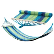 Hamac din bumbac NET, albastru-verde, cu cadru - 200x80 cm