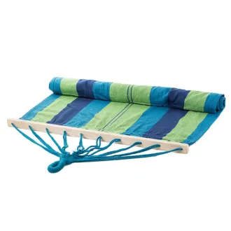 Hamac din bumbac NET, albastru-verde, cu cadru - 200x80 cm Hamac din bumbac NET, albastru-verde, cu cadru - 200x80 cm