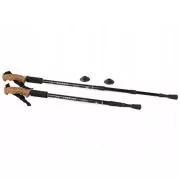 Bețe de trekking pentru mers nordic cu mâner ergonomic din plută, 135 cm, 2 buc, negru