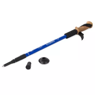 Bețe de trekking pentru mers nordic cu mâner ergonomic din plută, 135 cm, 2 buc, albastru