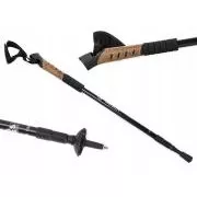 Bețe de trekking pentru mers nordic cu mâner din plută, 135 cm, 2 buc, negru