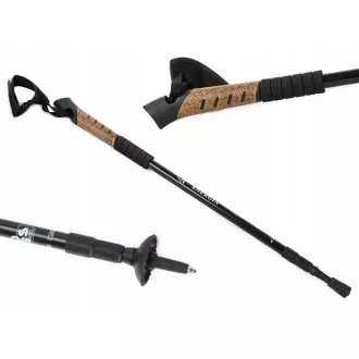 Bețe de trekking pentru mers nordic cu mâner din plută, 135 cm, 2 buc, roșu