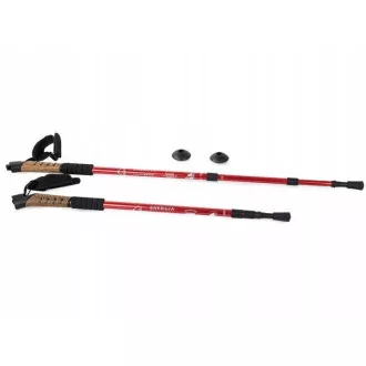 Bețe de trekking pentru mers nordic cu mâner din plută, 135 cm, 2 buc, roșu