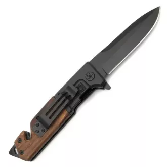 FOXTER Cuțit pliabil de drumeție cu mâner din lemn, 23 cm