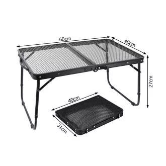 Masă pliabilă de camping 60x40x27 cm, neagră