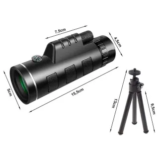 Monoclu 40x60 binoclu turistic cu trepied pentru telefon GENETIC-OPTIC - Utilizat