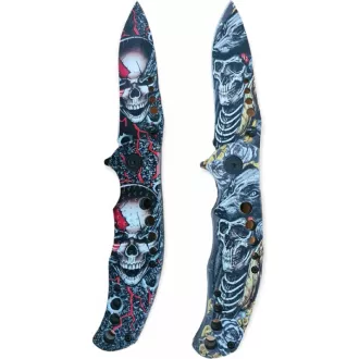 Cuțit tactic pliabil SKULL 20 cm, roșu