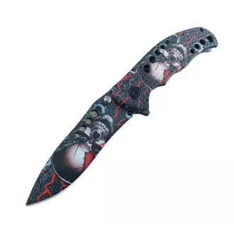 Cuțit tactic pliabil SKULL 20 cm, galben