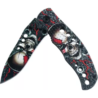 Cuțit tactic pliabil SKULL 20 cm, galben