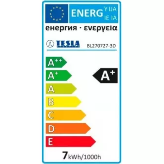 TESLA - LED BL270727-3D, bec CRYSTAL RETRO BULB, E27, 7W, 230V, 835lm, 15 000h, 2700K , 360