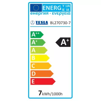 TESLA - LED BL270927-5D, bec BULB BULB E27, 9W, 230V, 806lm, 30 000h, 2700K alb cald, 200°, st